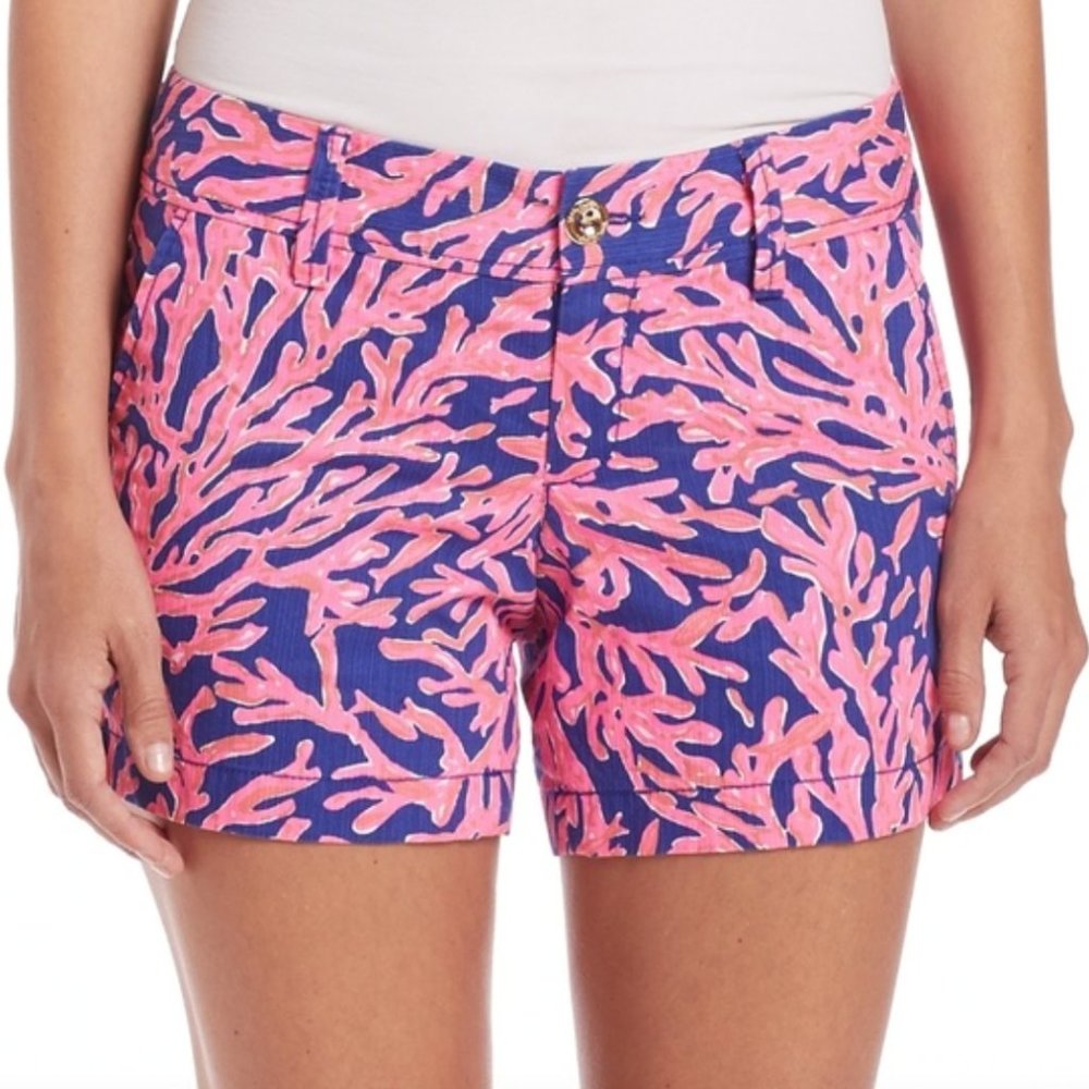 Lilly Pulitzer Callahan Shorts Pink and Navy Coral print Coral Reef Size 0